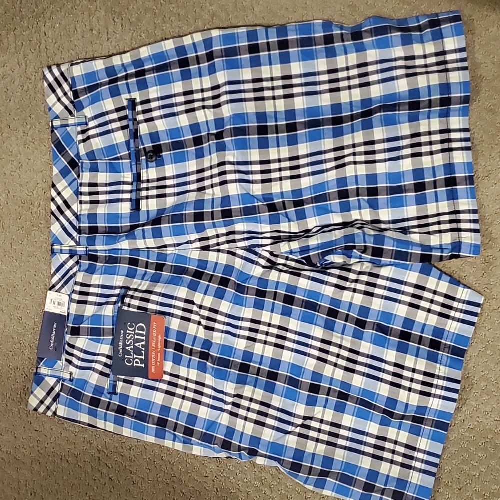 NEW Croft & Barrow plaid MEN'S shorts size 36 NEW WITH TAGS
